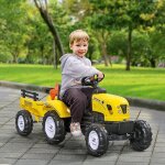 Tracteur � p�dales avec remorque outils et klaxon pour enfants � partir de 3 ans cadre en m�tal noir ...