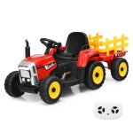 Tracteur � p�dales avec t�l�commande et remorque amovible dreamade - rouge