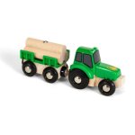 Tracteur et remorque brio world - accessoire pour circuit de train en bois - mixte d�s 3 ans