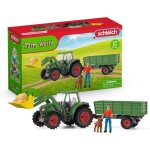 Tracteur et remorque, coffre schleich avec 1 tracteur, 1 rremorque, 1 figurine humaine articule, 1 figurine ...