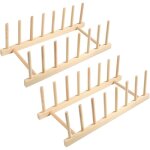 Trahoo - lot de 2 supports dassiettes en bois porte - assiettes porte - couvercles de casseroles support ...