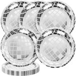 Trahoo - lot de 25 assiettes jetables en forme de boule disco des ann�es 70 en feuille dargent pour d�ner ...