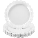 Trahoo - lot de 30 assiettes festonn�es jetables en carton blanc de 229 cm pour dessert g�teau d�ner ...