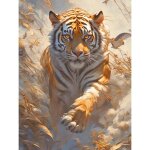 Trahoo - 40x50cm diamant painting tigre kit diamond roi des animaux couleur orangetigre courant dans ...