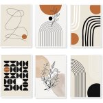 Trahoo - lot de 6 d�corations murales g�om�triques abstraites sur toile boh�me art en forme de feuille ...