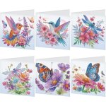 Trahoo - lot de 6 diamond painting carte anniversaire colibri diamant painting carte de voeux libellule ...