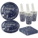 Trahoo - lot de 80 pi�ces de vaisselle de f�te danniversaire - ballons dor�s - fournitures de vaisselle ...