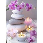 Trahoo - bricolage diamond painting kit pour adulte d�butant bougies orchid�es peinture diamant 5d ronde ...