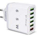 Trahoo - chargeur usb 65w 6 port prise chargeur rapide qc 3. 0 fast charger multiple secteur prise usb ...