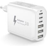 Trahoo - chargeur usb c 60w 6 ports multi prise usb c chargeur type c charge rapide multiprise usb alimentatio ...
