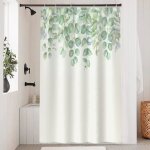 Trahoo - rideau douche anti moisissure rideau de douche 120x200cm vert sauge feuilles deucalyptus rideaux ...