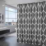 Trahoo - rideau de douche tissu polyester lavable en machine rideau salle de bain baignoire avec 12 crochets ...