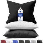 Trahoo - taie doreiller 80x80 (lot de 2) housse coussin noir oreiller en jersey 100% polyester fermeture ...