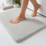 Trahoo - tapis de salle de bain en microfibre 40 x 60 cm antid�rapant gris clair 2 cm super absorbant ...