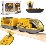 Train �lectrique t�l�command� pour rails en bois train motoris� avec 4 effets sonores et lumineux pour ...