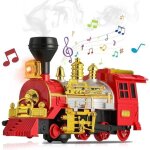 Train de locomotive �lectrique � vapeur avec fum�e lumi�re et son pour enfants de 3 ans et plus - rouge ...