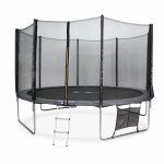 Trampoline 400cm gris avec filet de protection. �chelle. b�che. filet pour chaussures. kit dancrage - ...