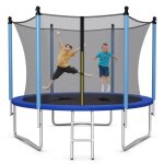 Costway trampoline 244cm ext�rieur echellefilet de s�curit�tapis de sauttuyau galvanis� antirouille pour ...
