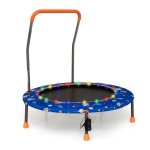 Trampoline pour enfants �92cm costway - 21 lumi�res led color�es - poign�e amovible - tapis de saut rond ...