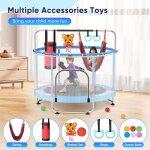 Trampoline enfant r�glable avec accessoires balan�oire panier de basket balles color�es usage int�rieur ...