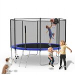 Trampoline de jardin ext�rieur 305 cm (10ft) filet �chelle panier basket charge 150kg bleu