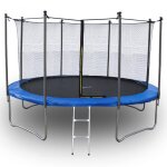 Trampoline de jardin - jump4fun - filet interieur rond - 12ft (�366 cm) - bleu - filet int�rieur s�curis� ...