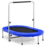 Trampoline pliable - gymax - pour 2 personnes - main courante ajustable - tapis en pp - charge 150 kg ...