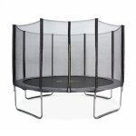 Trampoline rond  370cm gris avec son filet de protection - saturne - trampoline de jardin 370 cm 3m ...