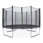 Trampoline rond  400cm gris avec son filet de protection - mercure - trampoline de jardin 400 cm 4m ...