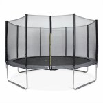 Trampoline rond  430cm gris avec son filet de protection - vnus - trampoline de jardin 430cm 4m qualit ...
