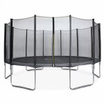 Trampoline rond  490cm gris avec son filet de protection - jupiter - trampoline de jardin 490 cm 4m ...