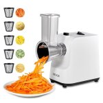 Trancheuse l�gumes �lectrique 200w mandoline inox 5 accessoires hachage tranchage d�coupe ondul�e & r�pe ...