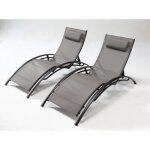 Bahia - lot de 2 transats ajustable gris et noir en aluminium Bahia - lot de 2 transats ajustable gris et noir en aluminium