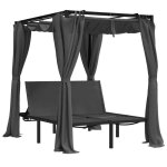Transat chaise longue bain de soleil lit de jardin terrasse meuble dext�rieur double avec rideaux