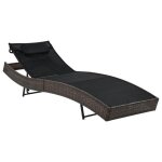 Transat chaise longue bain de soleil lit de jardin terrasse meuble d exterieur avec oreiller resine tressee ...