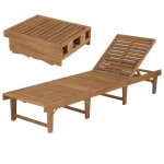Transat chaise longue bain de soleil lit de jardin terrasse meuble d exterieur pliable bois d acacia ...