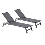 Prato - lot de 2 bains de soleil gris fonc & noir en aluminium