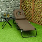 Transat de jardin chaise longue pliante bain de soleil avec appuie - t�te trou de lecture et dossier ...