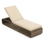 Transat jardin en rotin pe avec coussin sans fluor bain de soleil avec dossier r�glable 7 positions & ...
