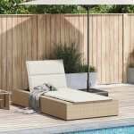 Transat / lit - canap� dext�rieur - clarence� - bain de soleil simple - avec coussin flottant beige r�sine ...