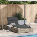 Transat / lit - canap� dext�rieur - clarence� - bain de soleil simple - avec coussin flottant gris clair ...
