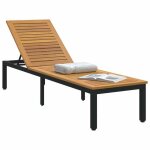 Transat / lit - canap� dext�rieur - clarence� - bain de soleil simple - noir 200 x 55 x 35cm bois dacacia ...