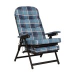 Transat en m�tal + extension avec coussin rembourr� mary bleu �cossais