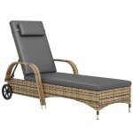 Transat - outsunny - inclinaison r�glable multipositions - matelas t�ti�re accoudoirs roulettes - r�sine ...