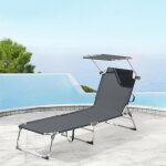 Transat avec pare - soleil legorreta aluminium polyester argenté mat gris foncé Transat avec pare - soleil legorreta aluminium polyester argenté mat gris foncé