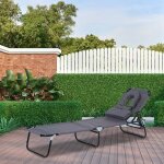 Transat pliant chaise longue de jardin avec appui - t�te chaise de terrasse avec dossier r�glable 4 positions ...