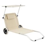 Transat  roulettes lazkano aluminium polyester argent mat beige