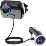 Transmetteur fm bluetooth 5. 0 adaptateur radio sans fil kit de voiture mains libres siri tf card port ...