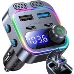 Transmetteur fm bluetooth 5. 4 voiture 36w adaptateur autoradio avec charge rapide pd / qc kit mains ...