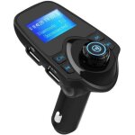 Transmetteur fm bluetooth - kit de voiture - 144 pouces - chargeur usb - mains - libres - noir